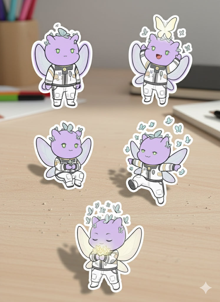 FxFiendz – Purple Fairy W/ Butterfly Sticker Set | Cute Fairy Stickers