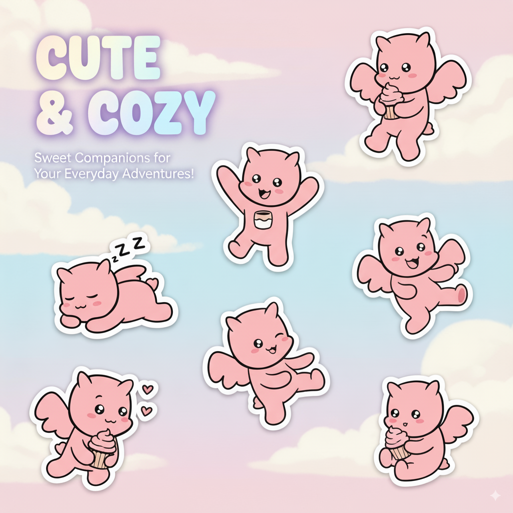 Cute Pink Fairy Sticker Set